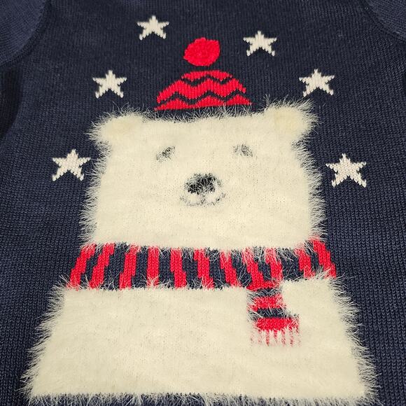 H&M Infant's Navy Pullover Sweater with White Fuzzy Polar Bear NWT 6-9 months - Picture 3 of 8
